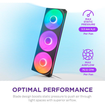 Кулер для корпуса NZXT F360 RGB Core Fan (Single Frame) - Black (RF-U36HF-B1) Винница - изображение 5