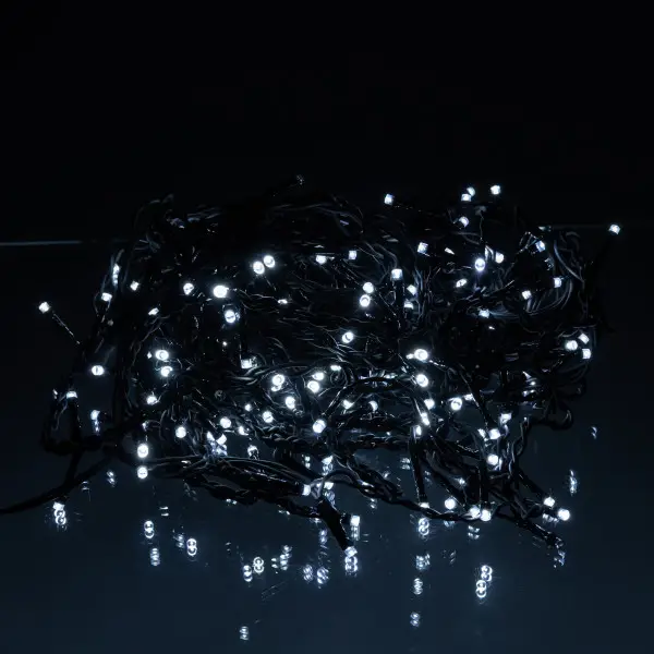 Вулична гірлянда бахрома 12 м 200 led чорний провід чорний провід Білий 12MBW Коломия - фото 3