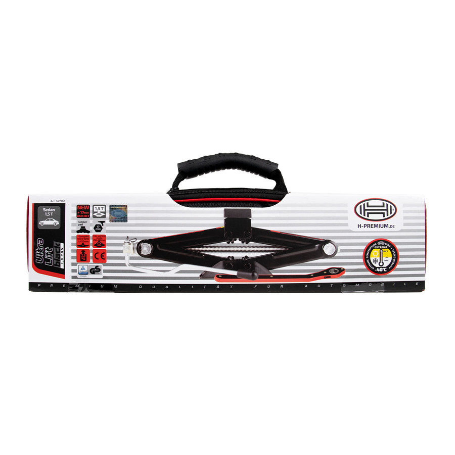 Преміум домкрат гвинтовий (ромб), з ручкою-трещіткою, 1,5т "BlackEdition", Heyner, 347160 Київ - фото 7