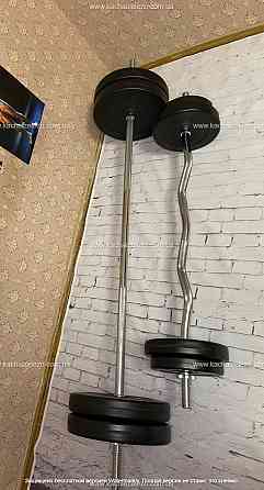 Штанга набірна + W-подібний гриф з гантелями 101 кг Гантелі, гирі, штанги та диски ударостійкий пластик Київ