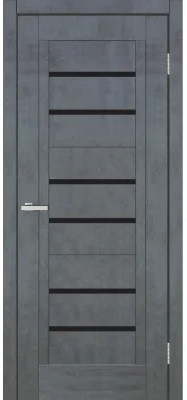 Межкомнатные двери Омис Ричмонд ЧС черное стекло Цемент темный  600х2000 мм Киев - изображение 1