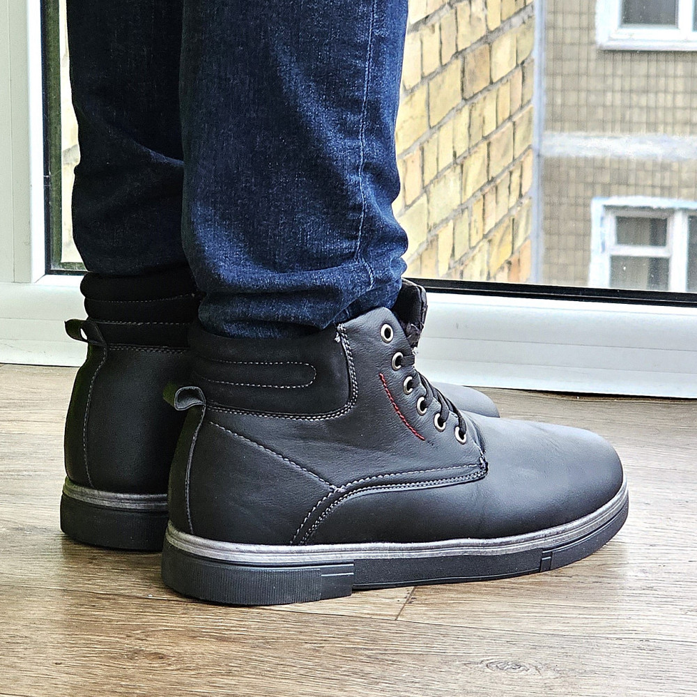 Черевики ЗИМНІ Чоловічі Чорні Кросівки з МЕХОМ на замку з блискавкою (розміри: 41,42,43,44,45) - 301-1 Дніпро - фото 5