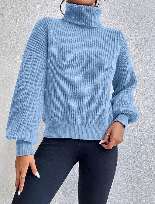 Стильний жіночий светр із високим коміром під горло Акрил + шерсть Блакитний Одеса - фото 1