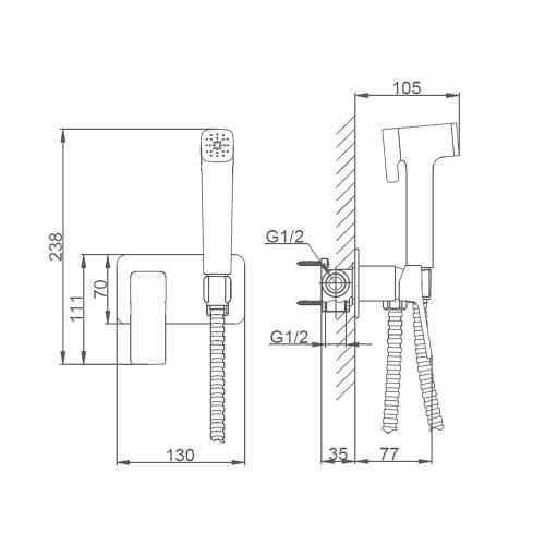 Гігієнічний душ зі змішувачем GAPPO G2048-8 білий/хром Київ