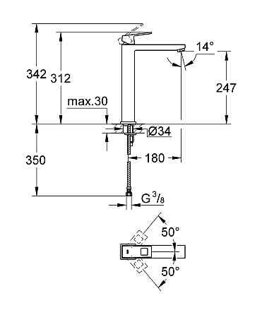 Змішувач на стільницю для раковини XL-розміру Grohe Eurocube   ( 23406000 ) 39612 Харків