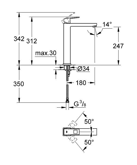 Змішувач на стільницю для раковини XL-розміру Grohe Eurocube   ( 23406000 ) 39612 Харків - фото 4