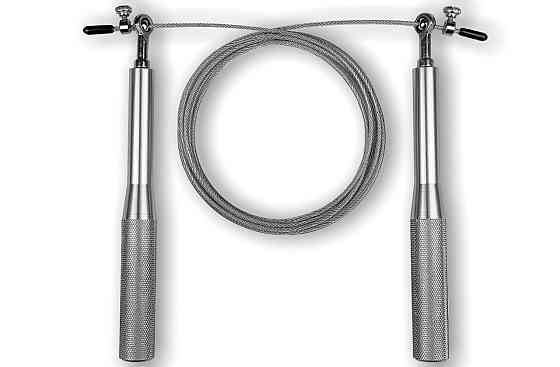 Швидкісна скакалка EasyFit Aluminium зі сталевим тросом та алюмінієвими ручками сіра Коломия
