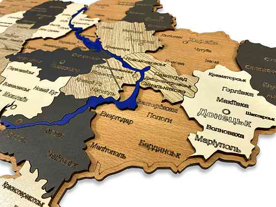 Карта Украины из натурального дерева на стену 59х40 см, карта Украины навесная Каменец-Подольский