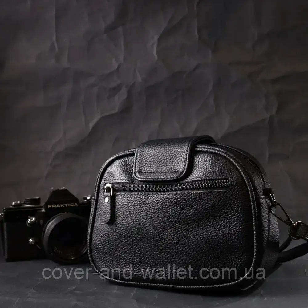 Жіноча шкіряна сумка із тисненням під змію чорного цета Київ - фото 3