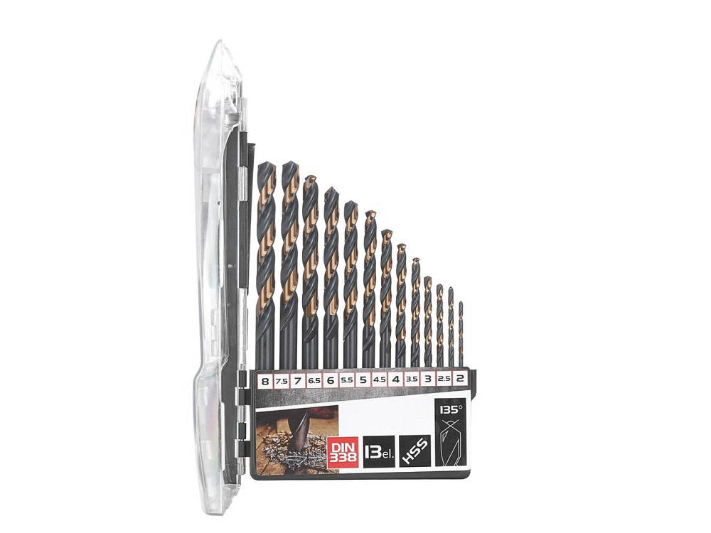 Свердла металу "Tvardy" з швидкорізальної сталі 4341HSS покриті TiN (нітридом титану) комплект 13шт: 2,0- 8,0 Київ - фото 2