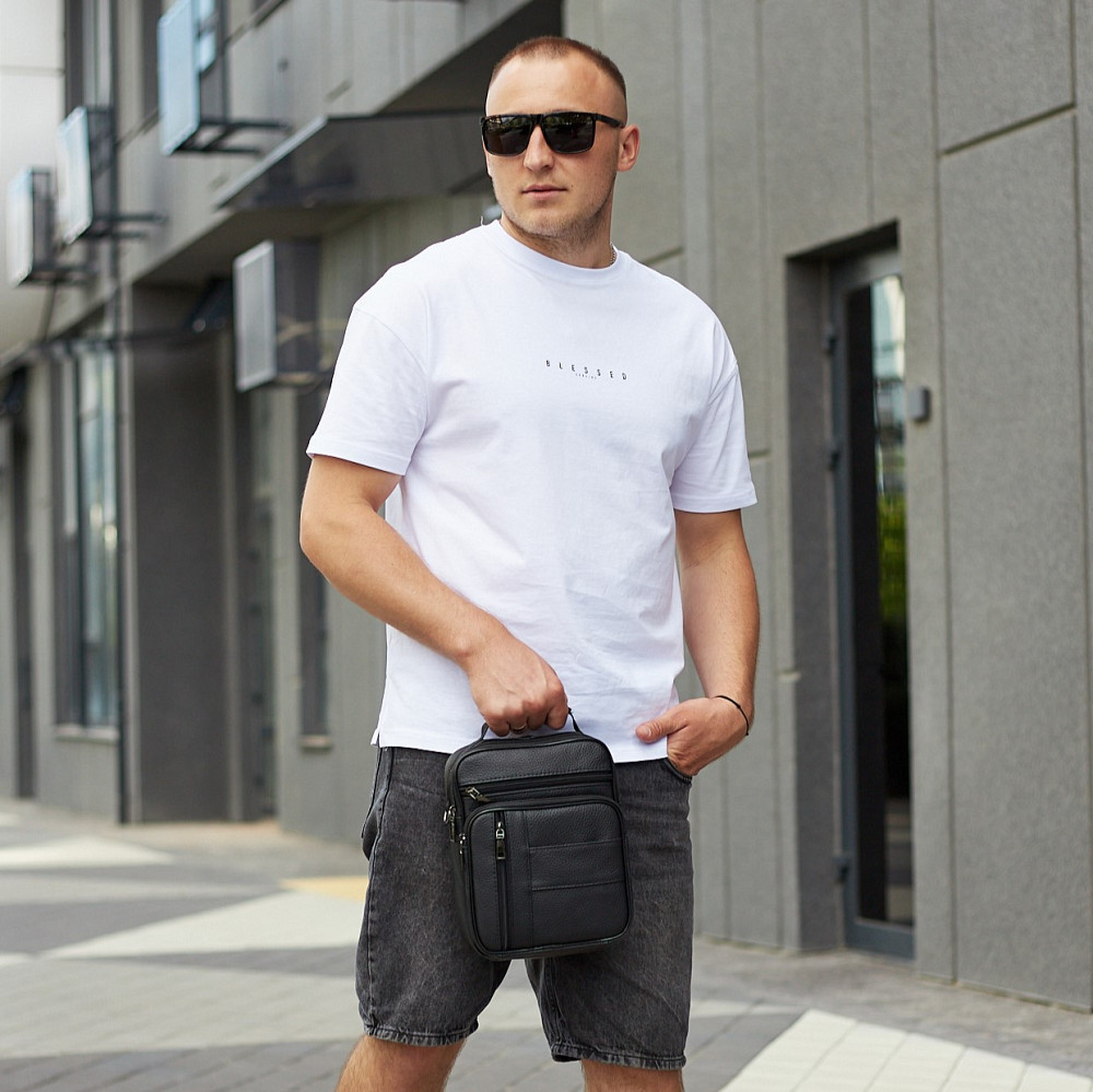 Чоловіча шкіряна сумка-барсетка 20х25х 5.5, месенджер через плече Bexhill BX-02103 чорний Кам'янське - фото 9