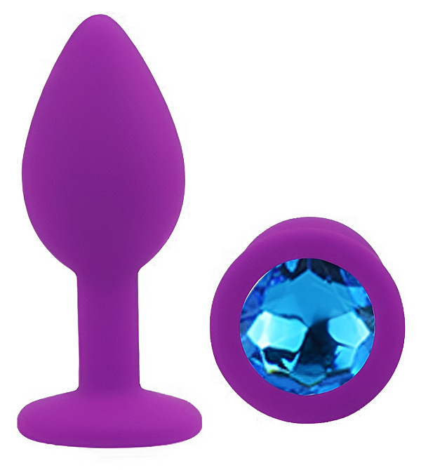 Силіконова анальна пробка EGZO - Silicone Purple Round Plug Blue, size S Sex Aura Київ - фото 2
