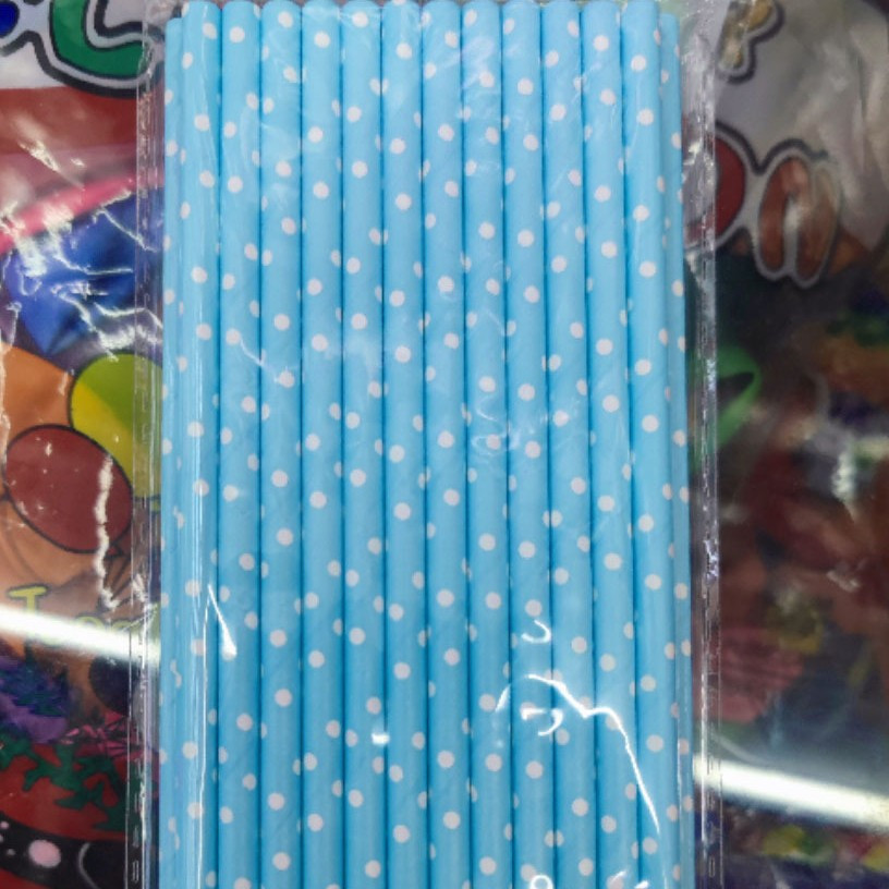 Коктейльні трубочки у горошок 25 штук 20 см блакитно-білий Київ - фото 2