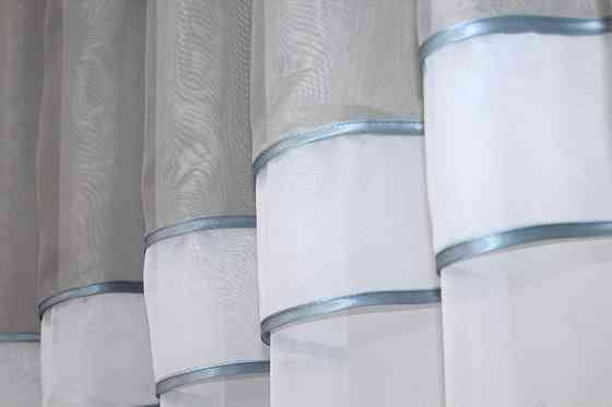 Кухонна занавіска VR-Textil № 018к штора і тюль з ламбрекеном сірий з білим 270х170 см (50-218) Киев