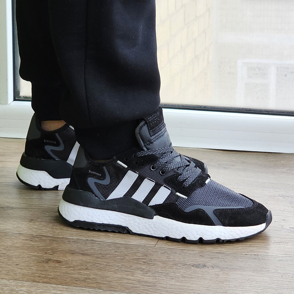 Летние Кроссовки Adidas Jogger Сеточка Чёрные Адидас Беговые Лёгкие (размеры: 41,42,43,44,45) Видео Обзор Днепр - изображение 6