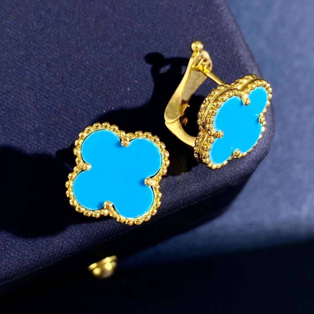 Сережки сині на замочку в лимонному золоті Одеса - фото 5