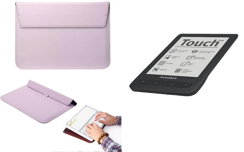 Чехол-конверт VitoCase для PocketBook Touch Lux 623, с функцией подставки для книги Коричневый Киев - изображение 1