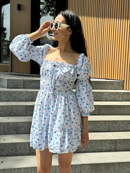 Жіноче софтове плаття на ґудзиках із довгим рукавом Білий Квітковий принт XS-S Харків - фото 1