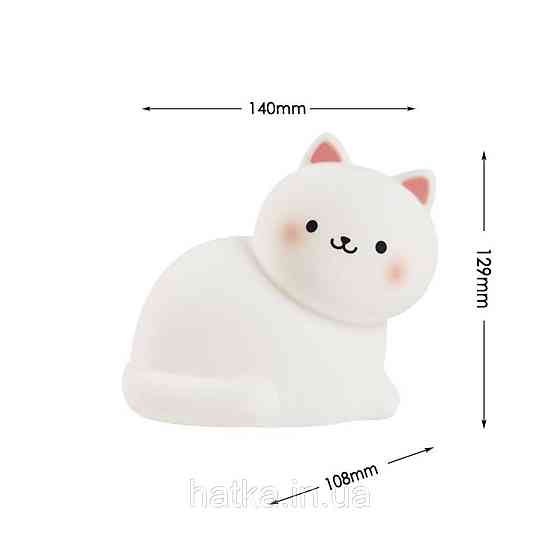 Нічник дитячий силіконовий сенсорний Біле кошеня VALESO A068 для спальні акумуляторний Київ