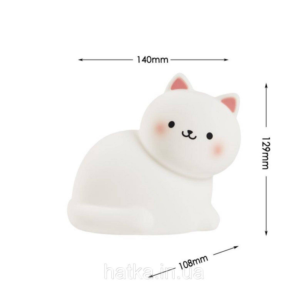 Нічник дитячий силіконовий сенсорний Біле кошеня VALESO A068 для спальні акумуляторний Київ - фото 4