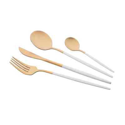 Набор столовых приборов Ardesto Gemini Lecco, 4 прибори, нержавіюча сталь, золотисто-білий (AR0704LW) Винница