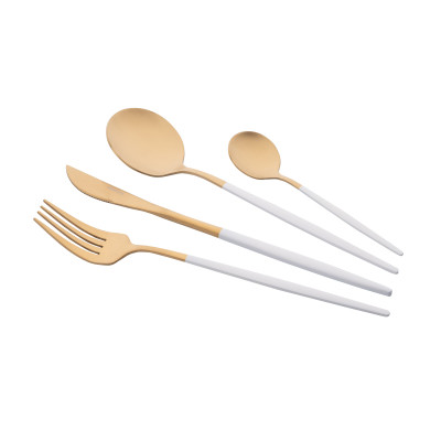 Набор столовых приборов Ardesto Gemini Lecco, 4 прибори, нержавіюча сталь, золотисто-білий (AR0704LW) Винница - изображение 1