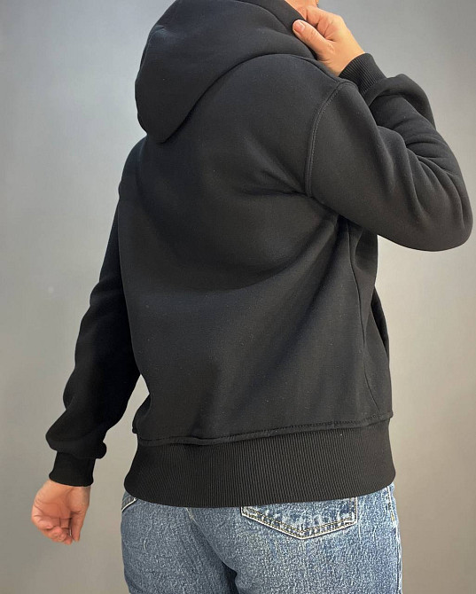 Толстовка жіноча Pepper&mint 24-02 на блискавці з капюшоном утеплена на флісі  чорний, чорний, S Одеса - фото 5