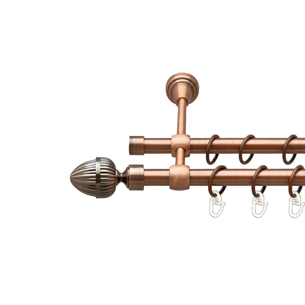 Карниз Orvit Одеон металевий дворядний литий гладка труба кільце металеве Мідь 16\16 мм 240 см (00-00019661) Львів - фото 1