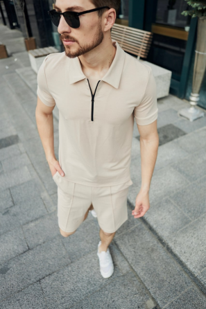 Комплект мужской футболка шорты Бежевый S Харьков