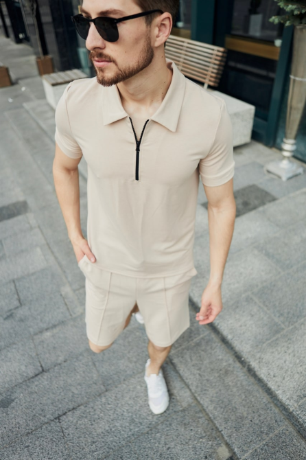 Комплект мужской футболка шорты Бежевый S Харьков - изображение 4