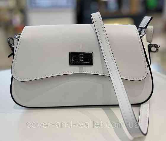 Вишукана жіноча сумочка з італійської гладкої шкіри білого кольору Virginia Conti Київ