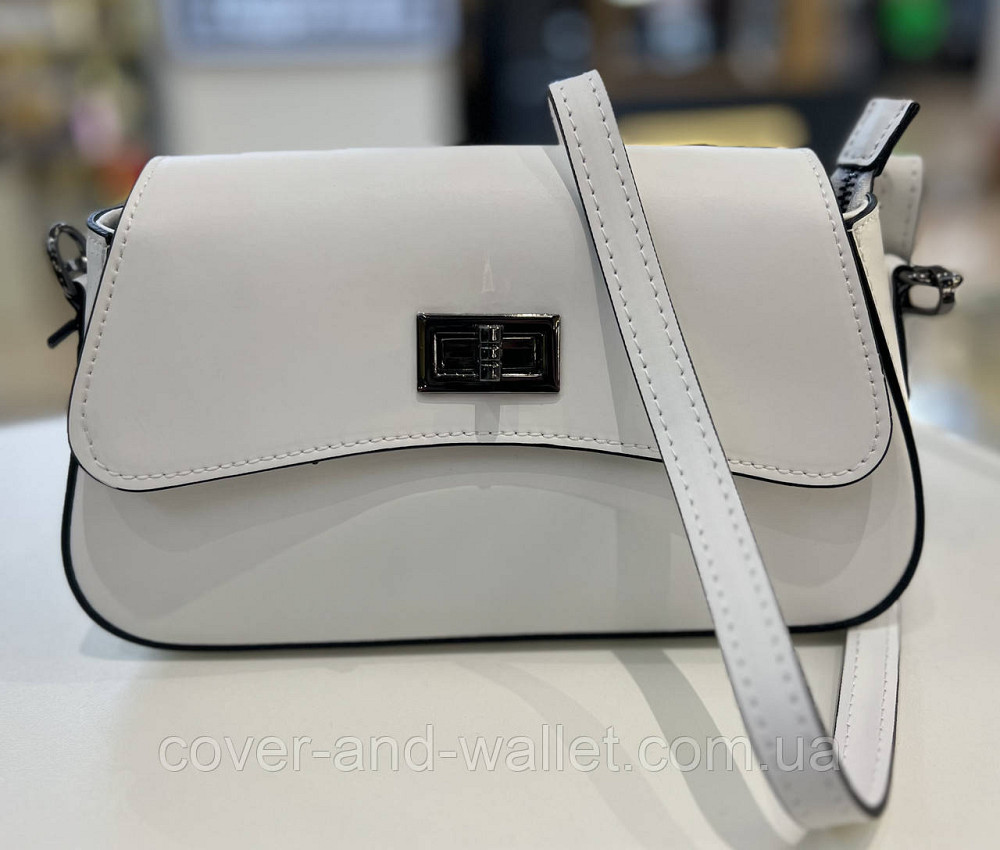 Вишукана жіноча сумочка з італійської гладкої шкіри білого кольору Virginia Conti Київ - фото 6