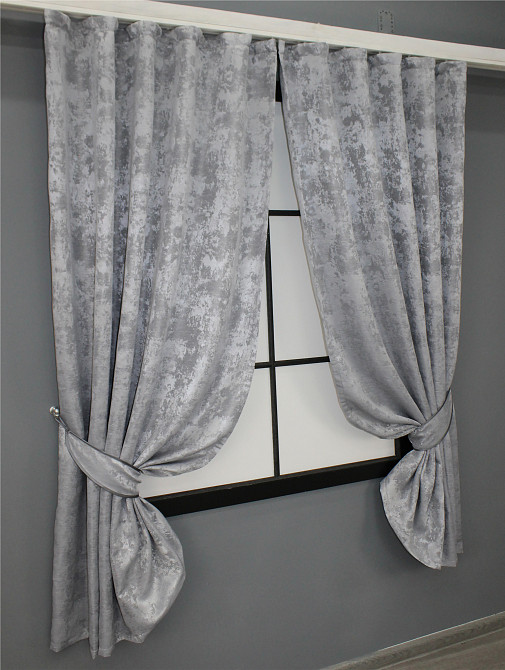 Комплект коротких штор VR-Textil Жакард Sultan XO № 1124ш Жакард Світло-сірий 130х170 см 2 шт (35-0118) Київ - фото 2