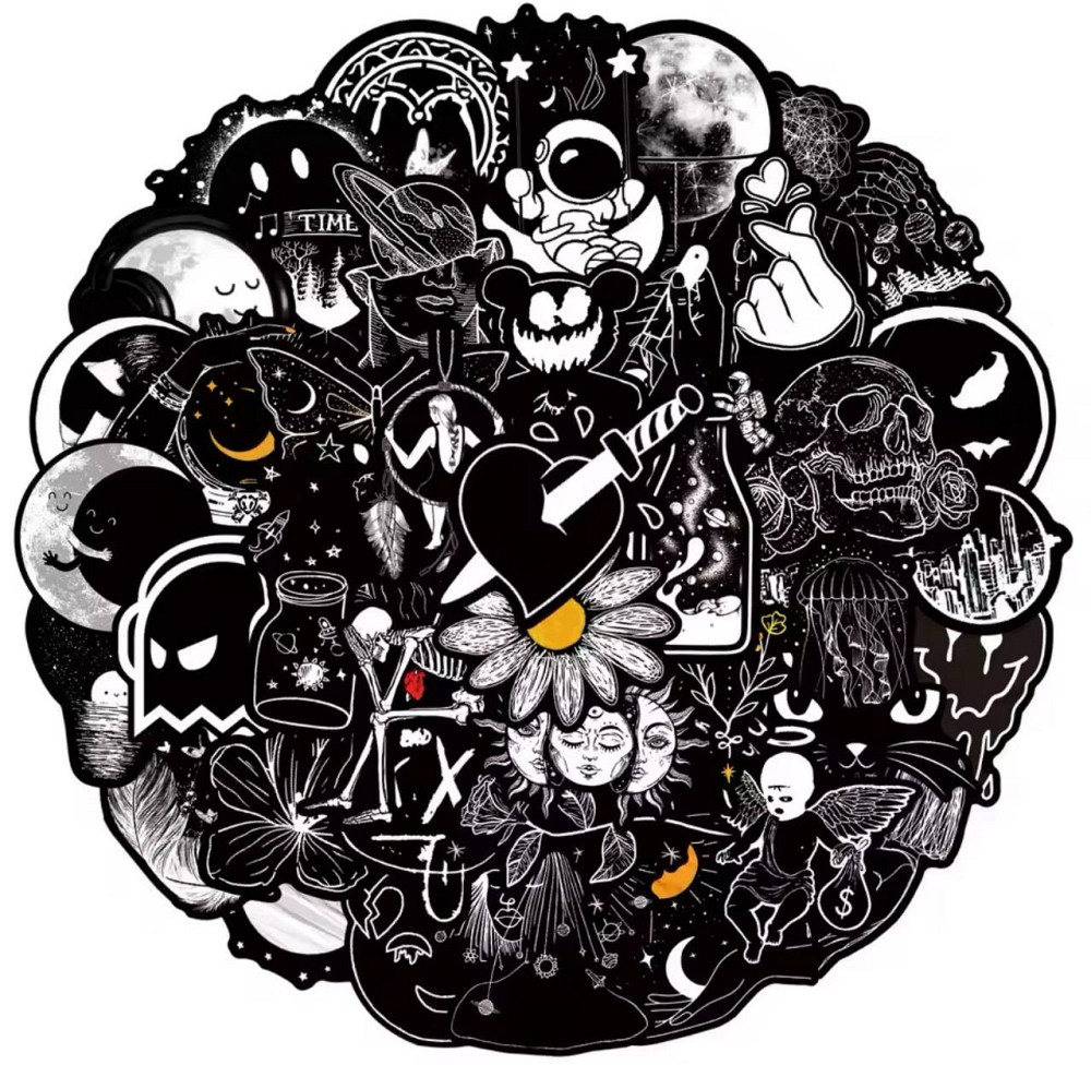 50 шт. черно-белых готических наклеек из винила для скрапбукинга, ежедневника, ноутбука, бутылки для воды. Киев - изображение 6