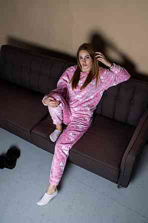 Жіноча стильна повсякденна плюшева піжама плюшевий фліс Рожевий, 46/48 Одеса