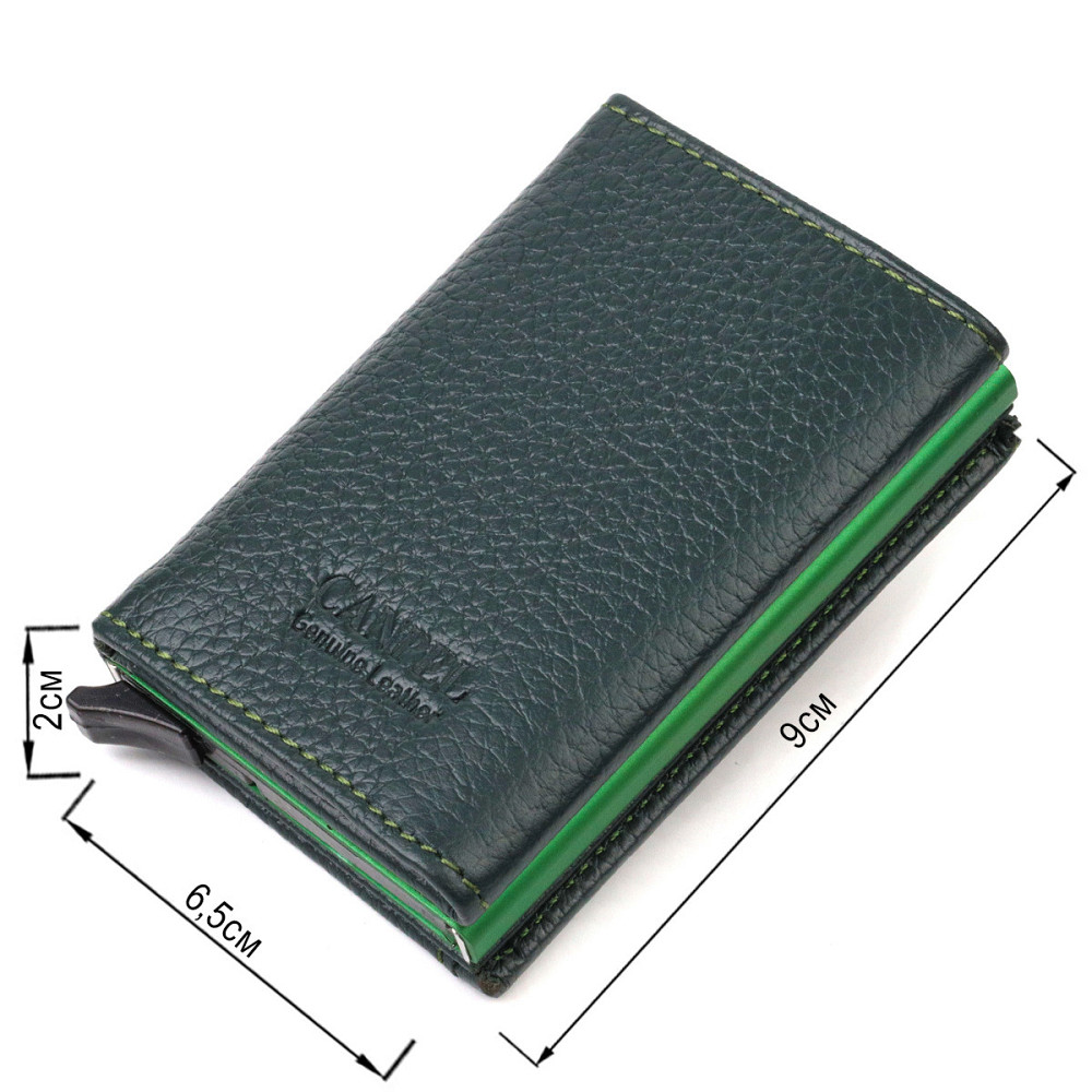 Картхолдер унісекс у три складання з автоматичним механізмом з натуральної шкіри флотар CANPELLINI 21932 Зелений Київ - фото 8