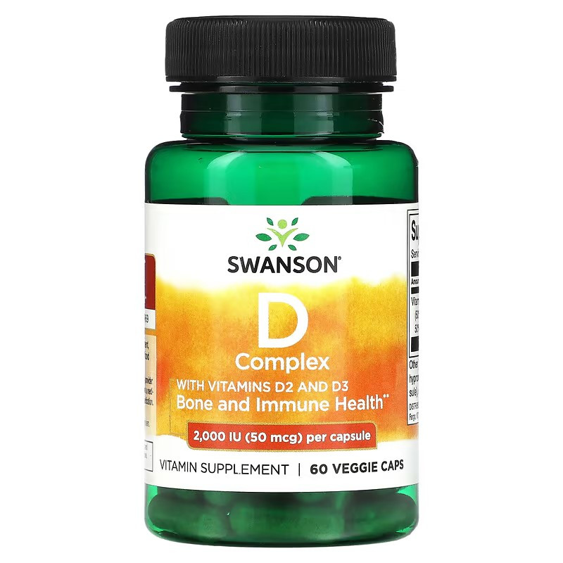 Витамин D Swanson D Complex With Vitamins D2 and D3, 50 мкг, 60 вегетарианских капсул Луцк - изображение 1