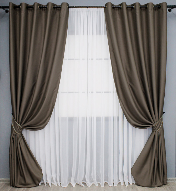 Комплект штор на люверсах VR-Textil Midnight № 1673ш 150х270 см 2 шт Какао (37-0221) Киев - изображение 2