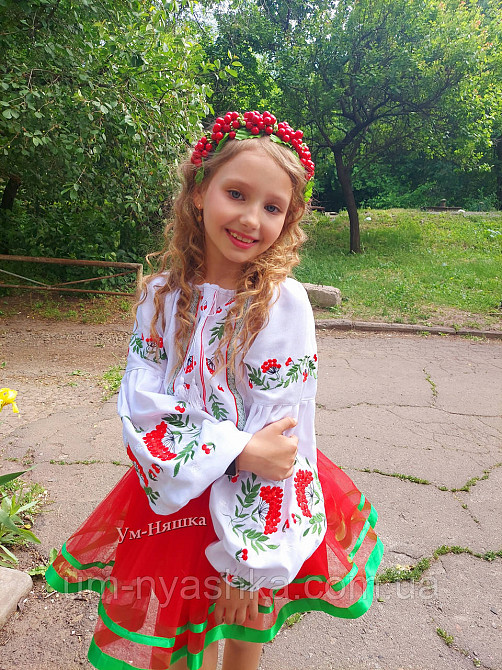 Дитяча вишиванка на натуральному полотні Калина сила роду Кривий Ріг - фото 3