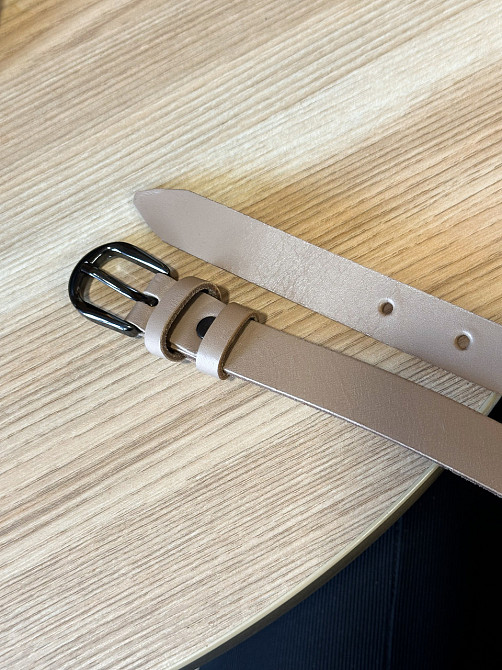 Кожаный женский ремень в бежевом цвете 3334 Киев - изображение 3