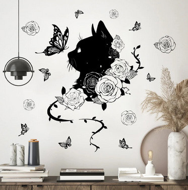 Наклейка настенная для дома Кот и бабочка Киев - изображение 1