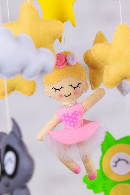 Дитячий мобіль на ліжечко для немовлят WooolyWool «Балеринка» Київ - фото 3