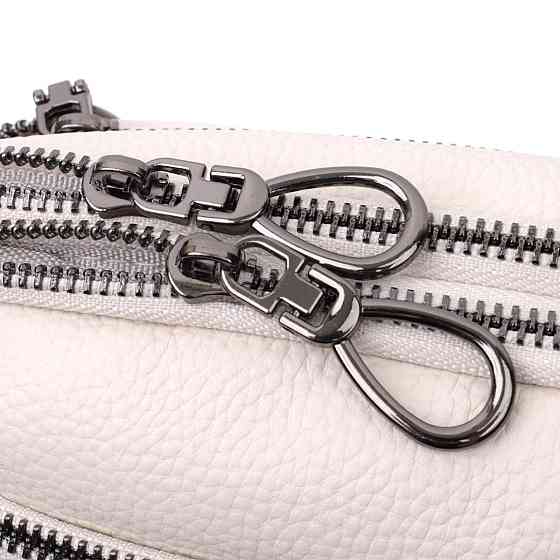 Жіноча прямокутна сумка з кишенями з натуральної шкіри Біла (Vintage) Київ