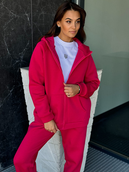 Женский теплый костюм на флисе Малиновый 46/48 Харьков - изображение 3