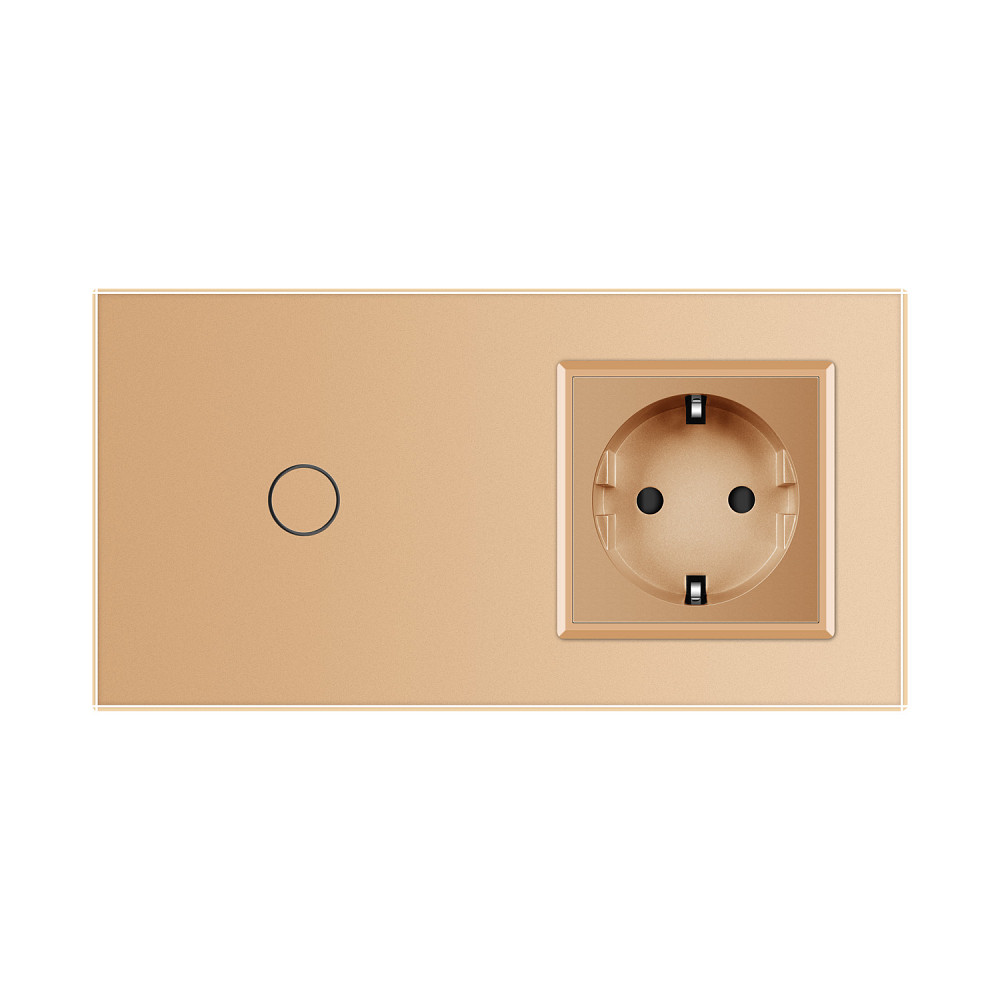 Розумний сенсорний EC вимикач 1 сенсор 1 розетка Livolo золото скло (VL-M7FC1Z2/FCTC16A-2AP) Коломия - фото 7