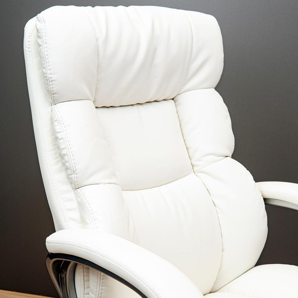 Офісне крісло керівника ManhattanDesign Хром MultiBlock М-3 Натуральна шкіра Lux Італія White (Прогумовані колеса) Днепр - изображение 5
