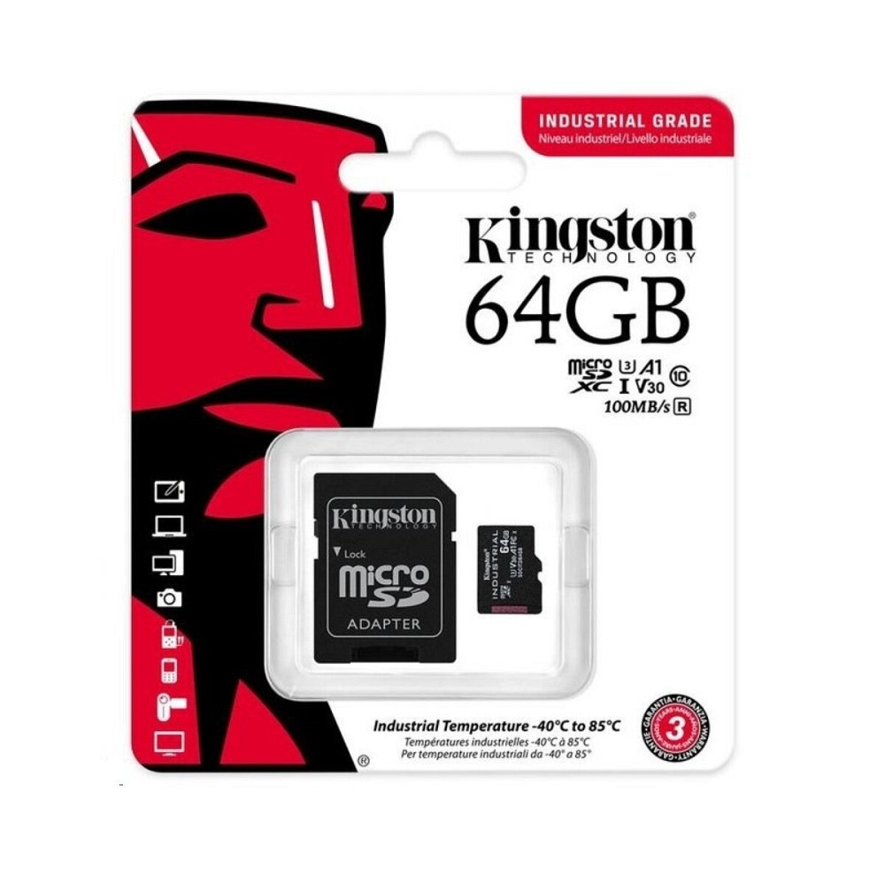 microSDXC (UHS-1 U3) Kingston Industrial 64Gb class 10 V30 А1 (adapter SD) Київ - фото 4