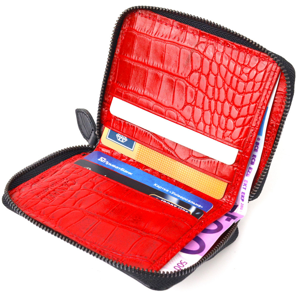 Практичне жіноче портмоне з натуральної фактурної шкіри Чорне (CANPELLINI) Київ - фото 2