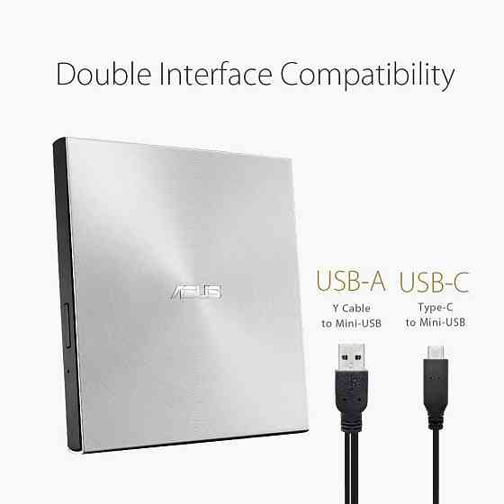 Внешний DVD-привод Asus ZenDrive USB 2.0 совместим с USB-C чтение 8x запись 10x черный Киев