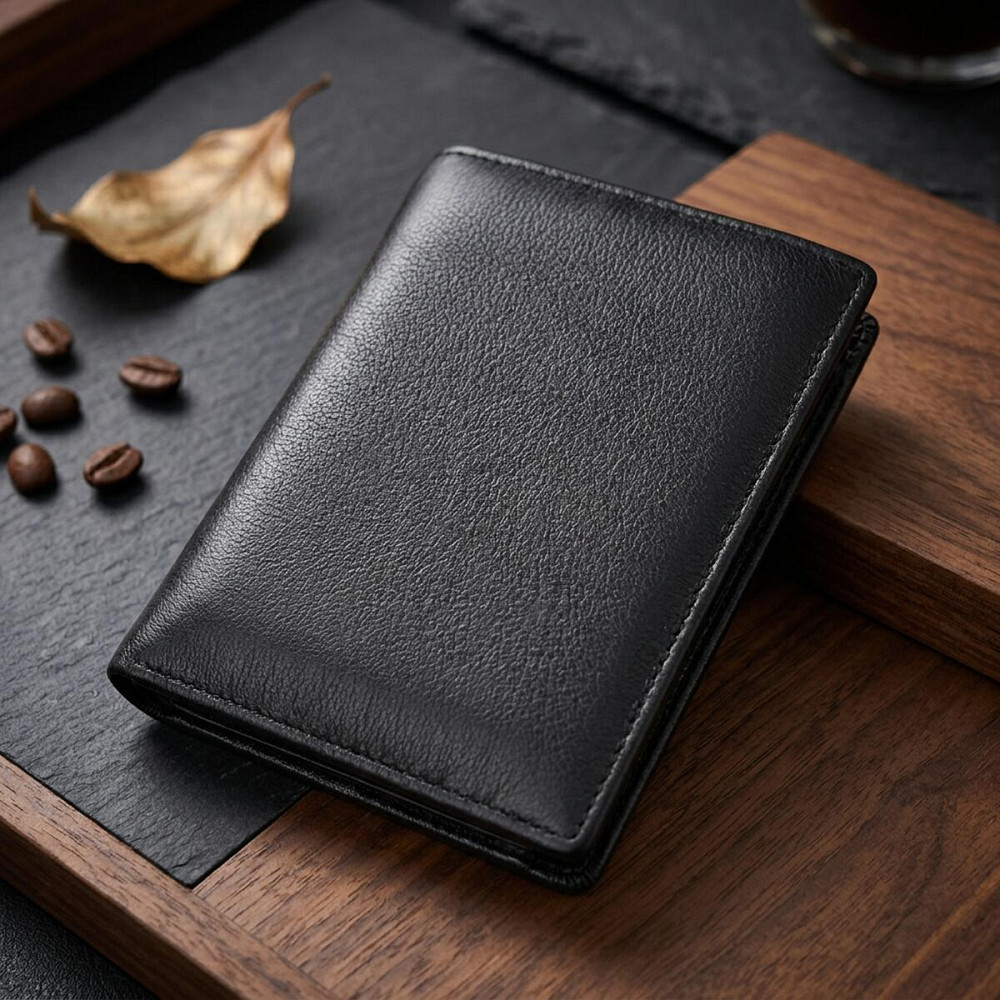 Чоловіче шкіряне портмоне для карток купюр та монет ST Leather 22733 Чорне Київ - фото 13